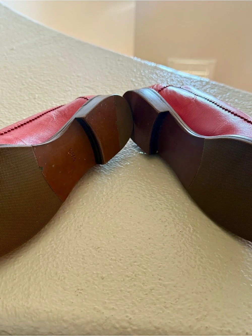 Tory Burch Bright Red Leather Penny Loafers with Gold Logo